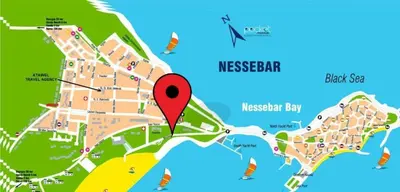 a map of mexico with a red marker at VV Vigo Apartments in Nesebar