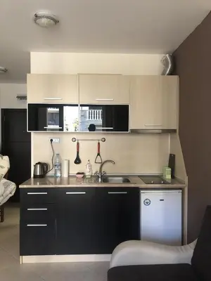 a kitchen with a sink and a counter top at Private Studio Sunny Beach- Cascadas in Sunny Beach