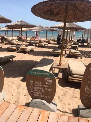 a beach with chairs and umbrellas on the sand at Great Choice Apartment in Chernomorets
