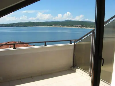 a balcony with a view of the water at Вила Дафни - Villa Dafni in Sozopol