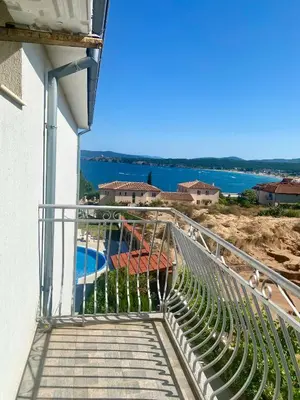 a balcony of a building with a view of the water at Gorgeous, 1 Bed Apt, Sea Views. in Duni
