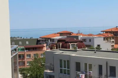 a group of buildings with the ocean in the background at Elisa Studio in Byala