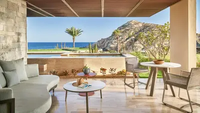 a living room with a view of the ocean at SIANA4 in Sveti Vlas