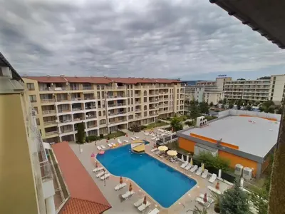a view of a resort with a swimming pool at Апартхотел Роял Дриймс in Sunny Beach