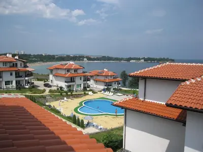 a view of a resort with a swimming pool at Kapriz Apartment in Kiten