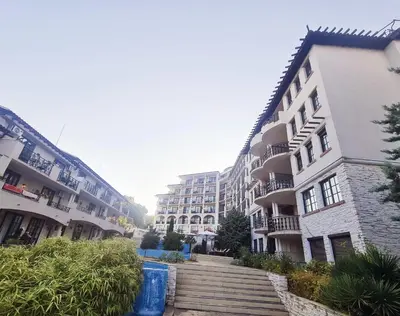 a stairway leading to a building with apartments at Apartment Almi - The Cliff Obzor in Obzor