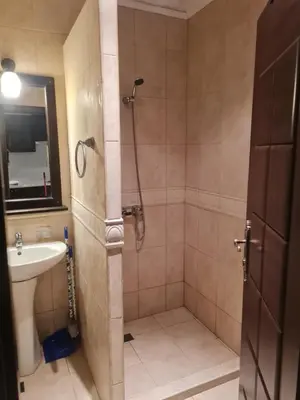 a bathroom with a shower and a sink at Apartment Almi - The Cliff Obzor in Obzor