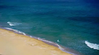 an overhead view of a beach with the ocean at Апартамент Бийч Вю Обзор - Apartment Beach View Obzor in Obzor