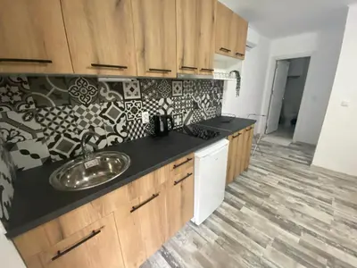a kitchen with a sink and a counter top at Villa Sea House 2 in Byala