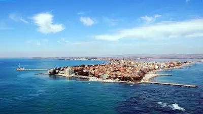 an island in the middle of the ocean at Family Hotel Electra in Pomorie
