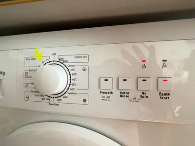 a close up of a washing machine with a control panel at Coastal Vibes Studio Burgas by Flat Mаnаger in Burgas City
