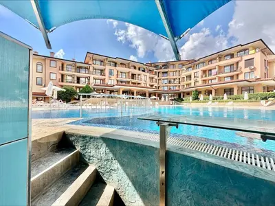 a view of a swimming pool at a hotel at Panorama Dreams - Menada Apartments in Sveti Vlas