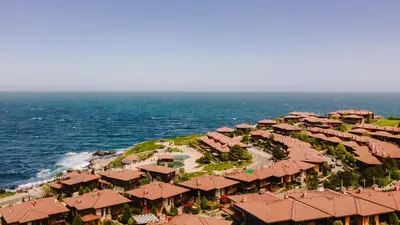 an aerial view of a resort near the ocean at Созопол Sozopol- SOZOPOLIS - MORE SUN 2В in Sozopol