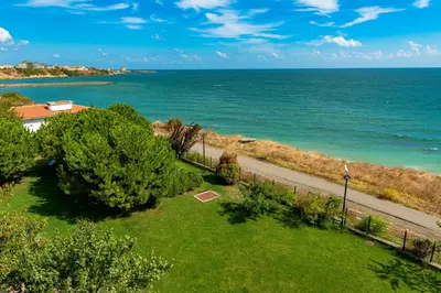 an aerial view of the ocean from a house at Menada Aheloy Apartments in Aheloy