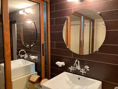 a bathroom with a sink and a mirror at GoodRest Sozopol in Sozopol