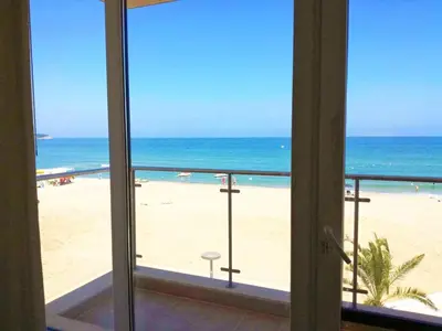 a view of the beach from a room at Apartments Obzor Beach B - Апартаменти Обзор Бийч B in Obzor