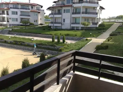 a view from the balcony of a apartment building at Caprice Apartment in Lozenec in Kiten