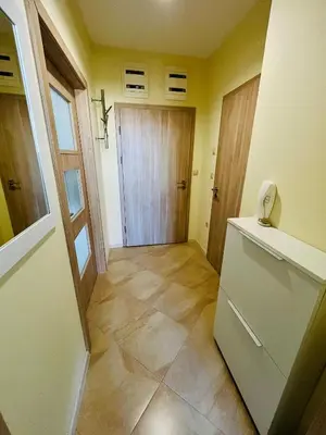 a hallway of a home with a door at Seaside View Apartment in Varna in Varna City