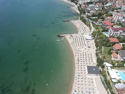 an aerial view of a beach with a resort at HORIZON 6 'A' Apartment Sveti Vlas in Sveti Vlas