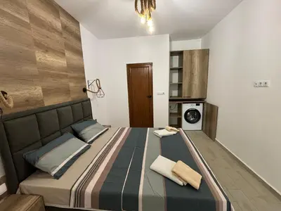 a bedroom with a bed in a room at Studio/free yoga&aqua aerobic in Sunny Beach