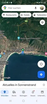 a screenshot of a cell phone with a map at DELUXE Beach Apartment in Sveti Vlas in Sveti Vlas