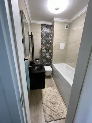 a bathroom with a sink and a tub and a toilet at Dolce Vita Premium Apartment Panorama Sea View in Sveti Vlas