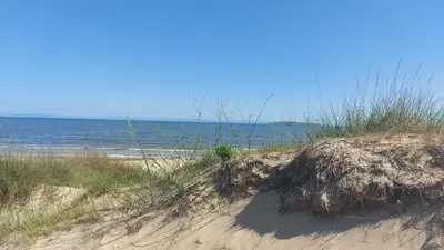 a sandy beach with the ocean in the background at Golden Hacienda in Sozopol