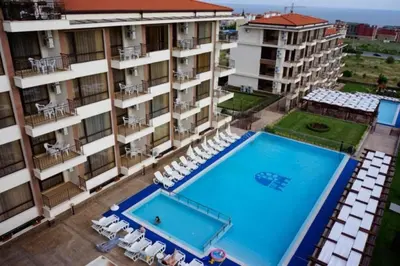 an overhead view of a swimming pool in a building at Macon Residence - Premium Apartments in Sveti Vlas