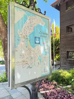 a sign with a map of the city of copenhagen at Sea la Vie in Sozopol