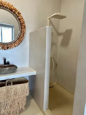 a bathroom with a sink and a mirror at Casa de oro Lujo in Sozopol