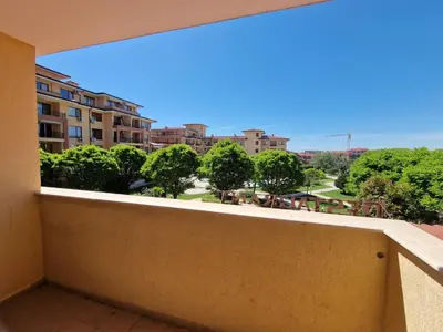 a balcony with a view of a park at the magic dream, Sveti Vlas in Sveti Vlas