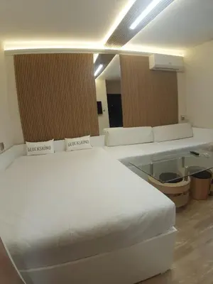 a bedroom with a large white bed in a room at Apartment TINA in Varna City