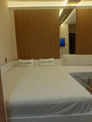 a bedroom with a white bed with two pillows at Apartment TINA in Varna City