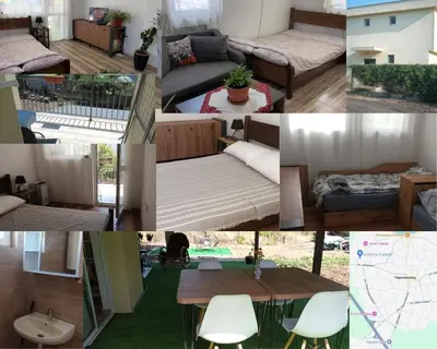 a collage of photos of a living room at Стаи за гости Пансионът на Роуз Вълшебната ми Кръстница in Chernomorets