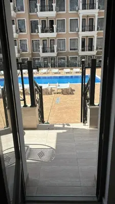 a view of a swimming pool from a building at Polar Star 106 B in Saint Vlas in Sveti Vlas