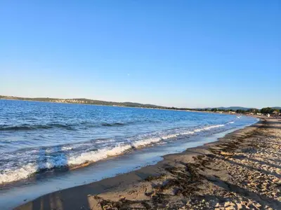 a view of the beach from the shoreline at Студио 310 на първа линия in Chernomorets