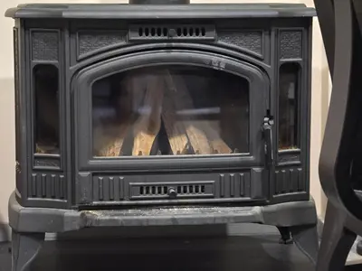 a black stove sitting on top of a table at Ах, морето !!! in Tsarevo