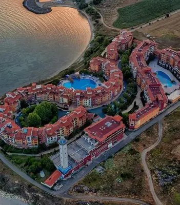 an aerial view of a resort near the water at Victoria's apartments -Marina Cape - Aheloy in Aheloy