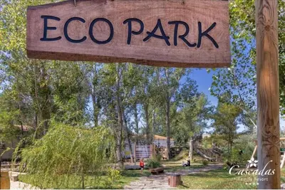 a sign that says eco park in a park at Cascadas pool view luxury apartment Sunny beach in Sunny Beach