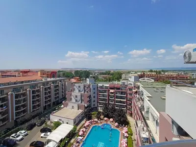 a view of a city with a pool and buildings at Admiral Plaza 35 -studio-Sunny Beach in Sunny Beach