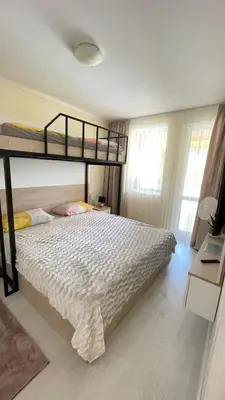 a bedroom with two bunk beds in it at Luxus und Komfort im Vista Residence Komplex in Sveti Vlas