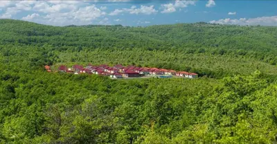 a group of houses on top of a hill at Къща за гости ФОРЕВЪР in Banya