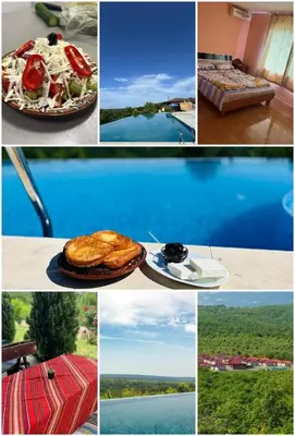 a collage of photos of food and aivedivedivedivedivedivedived at Къща за гости ФОРЕВЪР in Banya