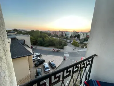 a view of a parking lot from a balcony at Charming 1 bedroom apartment in Sunny Beach in Sunny Beach