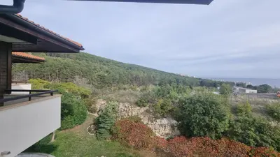 a view of a mountain from a house at Garden of Eden - Sea View studio in Sveti Vlas