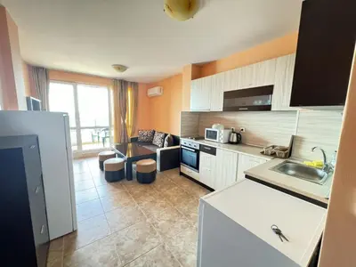 a kitchen with a sink and a counter at Guest Apartment The Fabulous Sunset -Sozopol in Sozopol