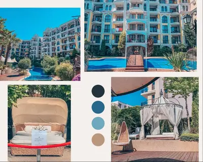a collage of pictures of a hotel and a resort at Urlaub in Harmony in Sunny Beach