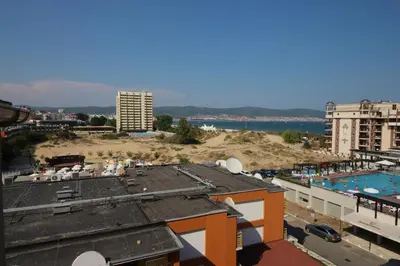 a view from the roof of a building with a pool at Menada Dune Residence Apartments in Sunny Beach