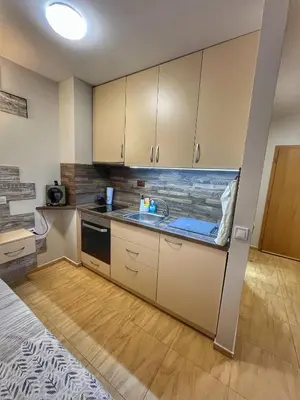 a kitchen with a sink and a counter at Paradise Dreams Studio in Sveti Vlas
