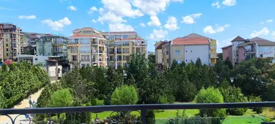 a view of a city with tall buildings at Sun Wave Apartment near the Sea in Sveti Vlas